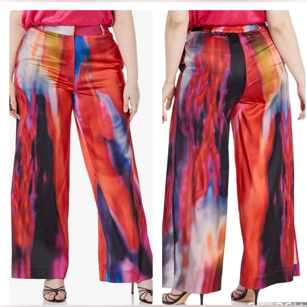 The Drop itsjuliettefoxx Red and Blue Wide Leg Pants with Artistic Flair Size 8